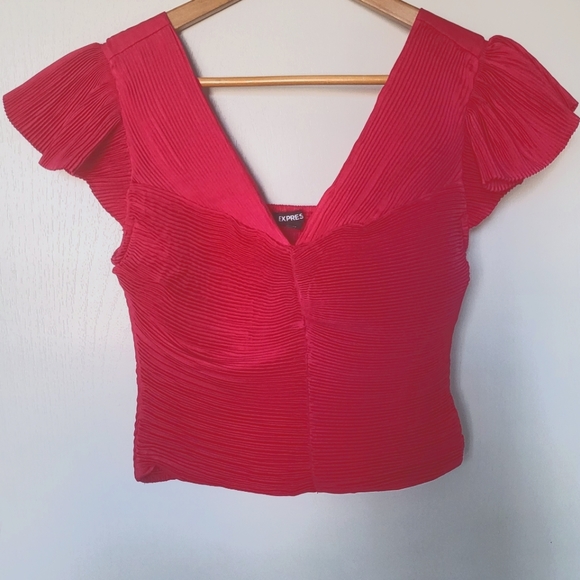 Express Pink Ribbed Crop Top - Picture 5 of 6